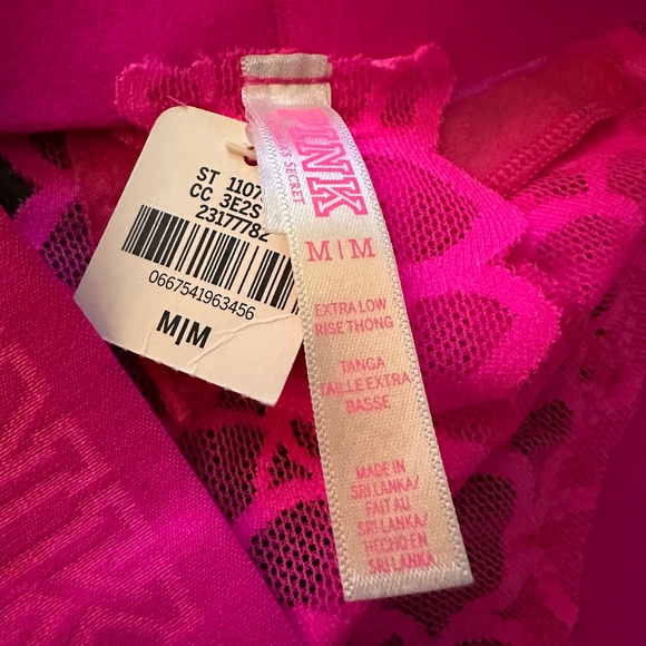 NWT PINK Victoria's Secret Extra Low Rise Hot Pink Thong Size Medium - Picture 3 of 4